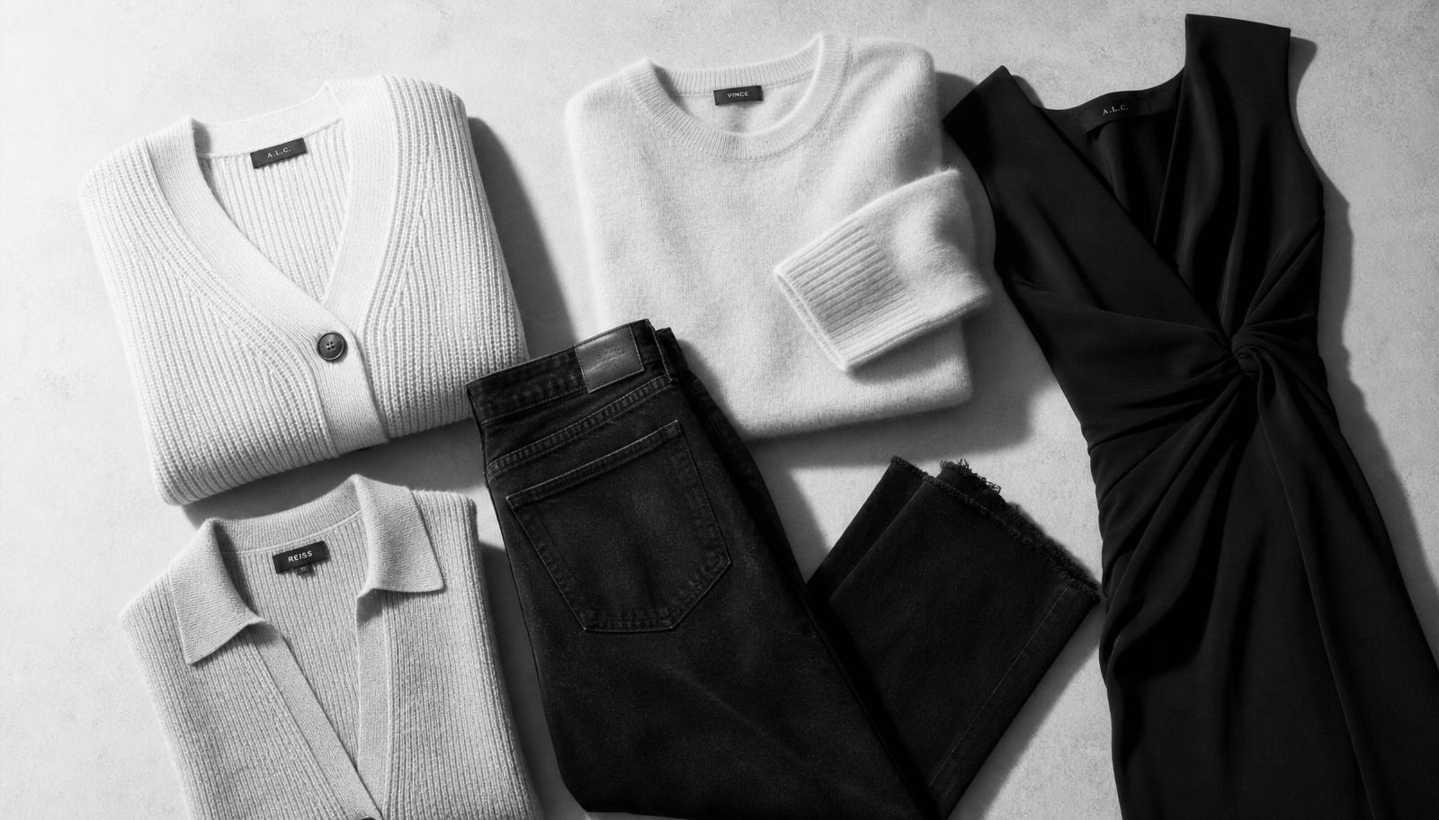 Working on a Shopify store, black and white editorial